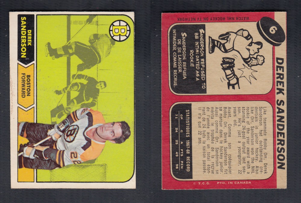 1968-69 O-PEE-CHEE HOCKEY CARD #6 D. SANDERSON photo 1968-69 O-PEE-CHEE HOCKEY CARD #6 D. SANDERSON photo
