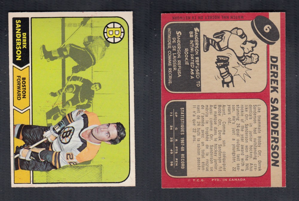 1968-69 O-PEE-CHEE HOCKEY CARD #6 D. SANDERSON photo 1968-69 O-PEE-CHEE HOCKEY CARD #6 D. SANDERSON photo