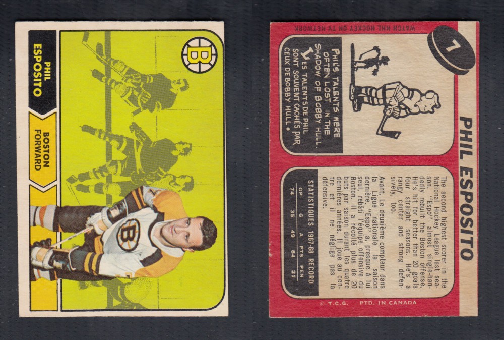 1968-69 O-PEE-CHEE HOCKEY CARD #7 P. ESPOSITO photo 1968-69 O-PEE-CHEE HOCKEY CARD #7 P. ESPOSITO photo
