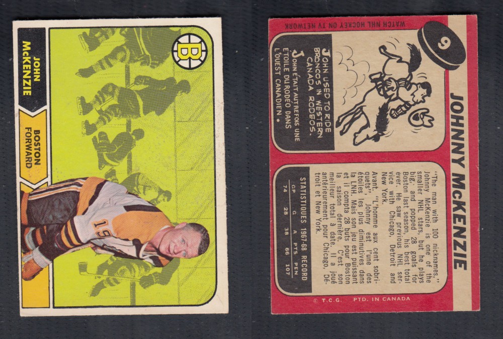 1968-69 O-PEE-CHEE HOCKEY CARD #9 J. MCKENZIE photo 1968-69 O-PEE-CHEE HOCKEY CARD #9 J. MCKENZIE photo
