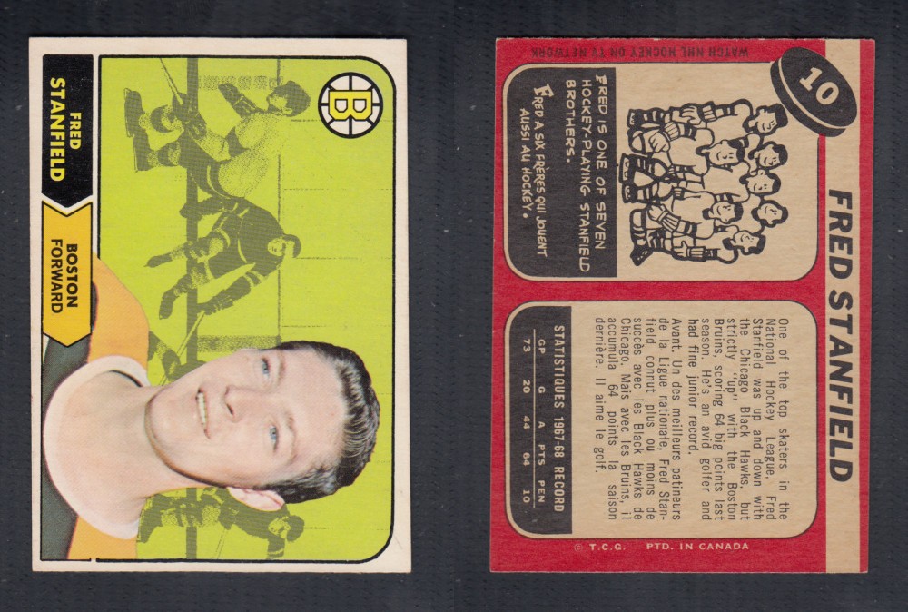 1968-69 O-PEE-CHEE HOCKEY CARD #10 F. STANFIELD photo 1968-69 O-PEE-CHEE HOCKEY CARD #10 F. STANFIELD photo