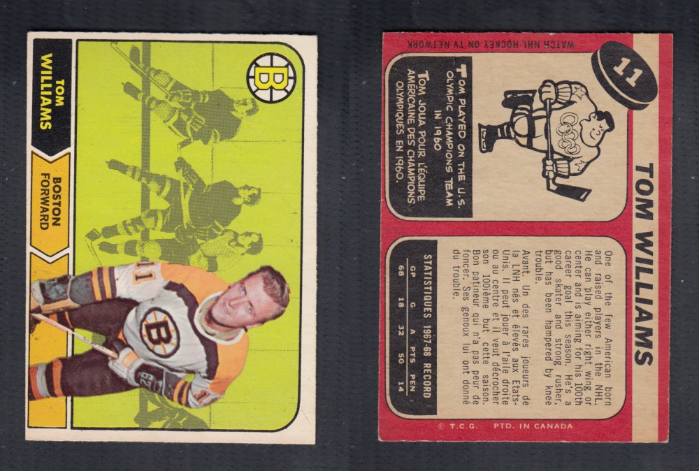 1968-69 O-PEE-CHEE HOCKEY CARD #11 T. WILLIAMS photo 1968-69 O-PEE-CHEE HOCKEY CARD #11 T. WILLIAMS photo