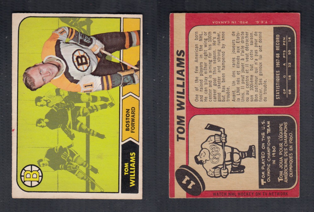 1968-69 O-PEE-CHEE HOCKEY CARD #11 T. WILLIAMS photo 1968-69 O-PEE-CHEE HOCKEY CARD #11 T. WILLIAMS photo