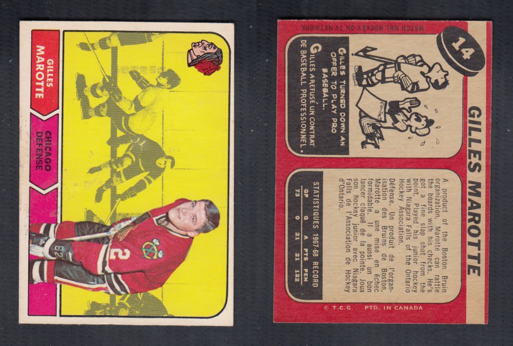 1968-69 O-PEE-CHEE HOCKEY CARD #14 G. MAROTTE photo 1968-69 O-PEE-CHEE HOCKEY CARD #14 G. MAROTTE photo