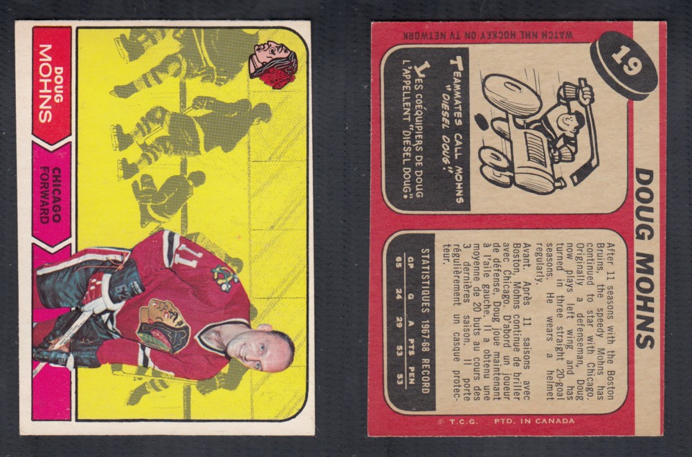 1968-69 O-PEE-CHEE HOCKEY CARD #19 D. MOHNS photo 1968-69 O-PEE-CHEE HOCKEY CARD #19 D. MOHNS photo