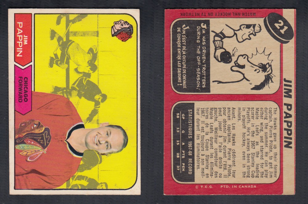 1968-69 O-PEE-CHEE HOCKEY CARD #21 J. PAPPIN photo 1968-69 O-PEE-CHEE HOCKEY CARD #21 J. PAPPIN photo