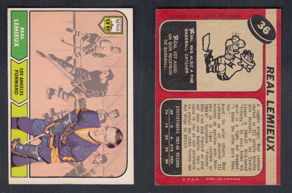 1968-69 O-PEE-CHEE HOCKEY CARD #36 R. LEMIEUX photo 1968-69 O-PEE-CHEE HOCKEY CARD #36 R. LEMIEUX photo