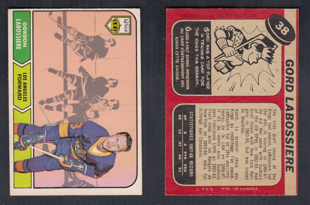 1968-69 O-PEE-CHEE HOCKEY CARD #38 G. LABOSSIERE photo 1968-69 O-PEE-CHEE HOCKEY CARD #38 G. LABOSSIERE photo