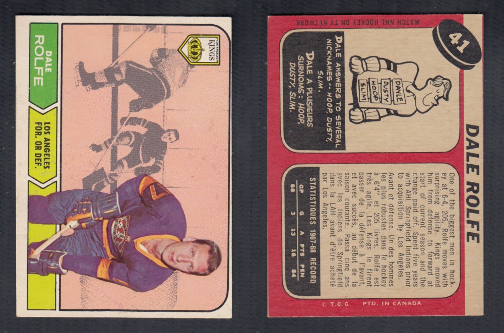 1968-69 O-PEE-CHEE HOCKEY CARD #41 D. ROLFE photo 1968-69 O-PEE-CHEE HOCKEY CARD #41 D. ROLFE photo