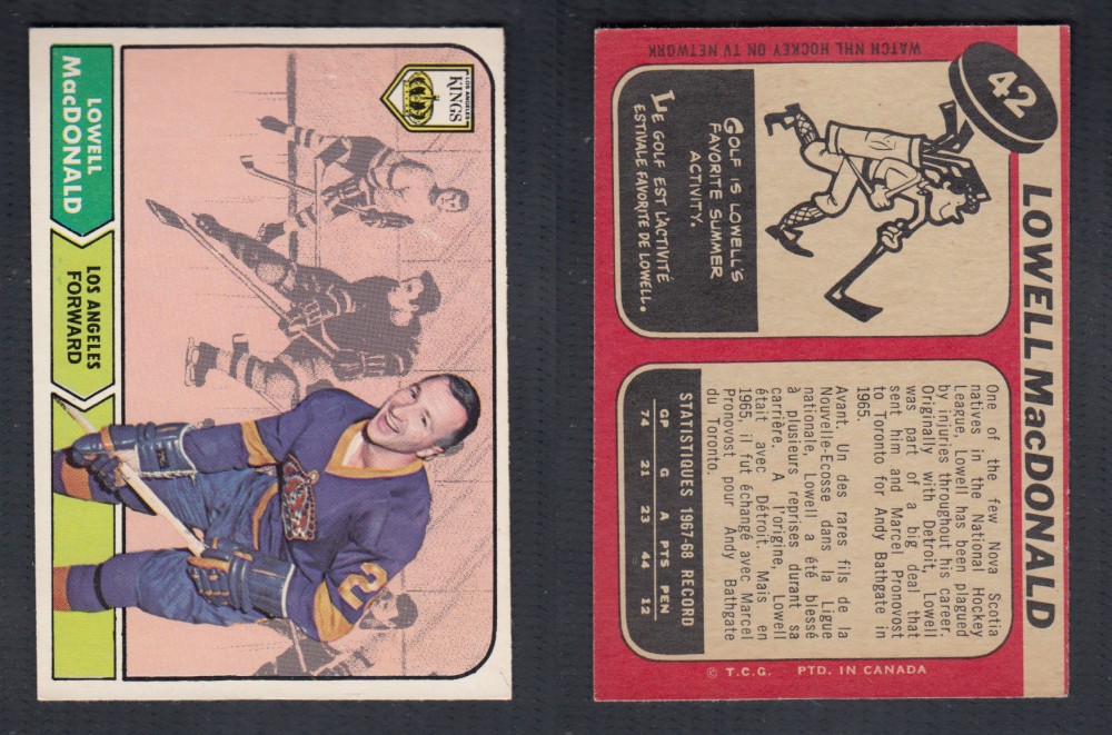 1968-69 O-PEE-CHEE HOCKEY CARD #42 L. MACDONALD photo 1968-69 O-PEE-CHEE HOCKEY CARD #42 L. MACDONALD photo
