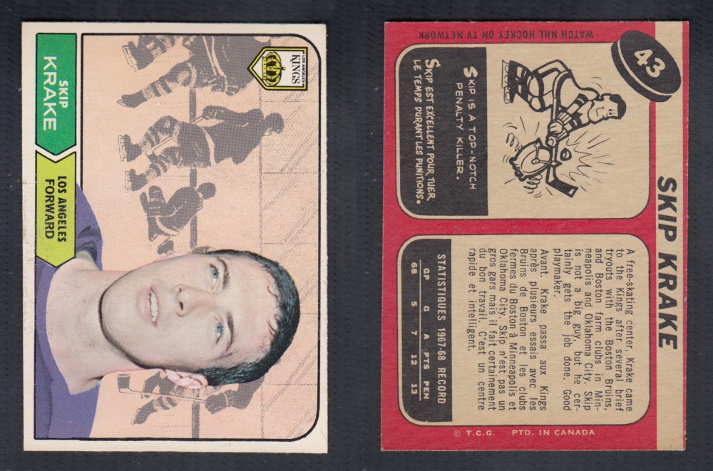 1968-69 O-PEE-CHEE HOCKEY CARD #43 S. KRAKE photo 1968-69 O-PEE-CHEE HOCKEY CARD #43 S. KRAKE photo