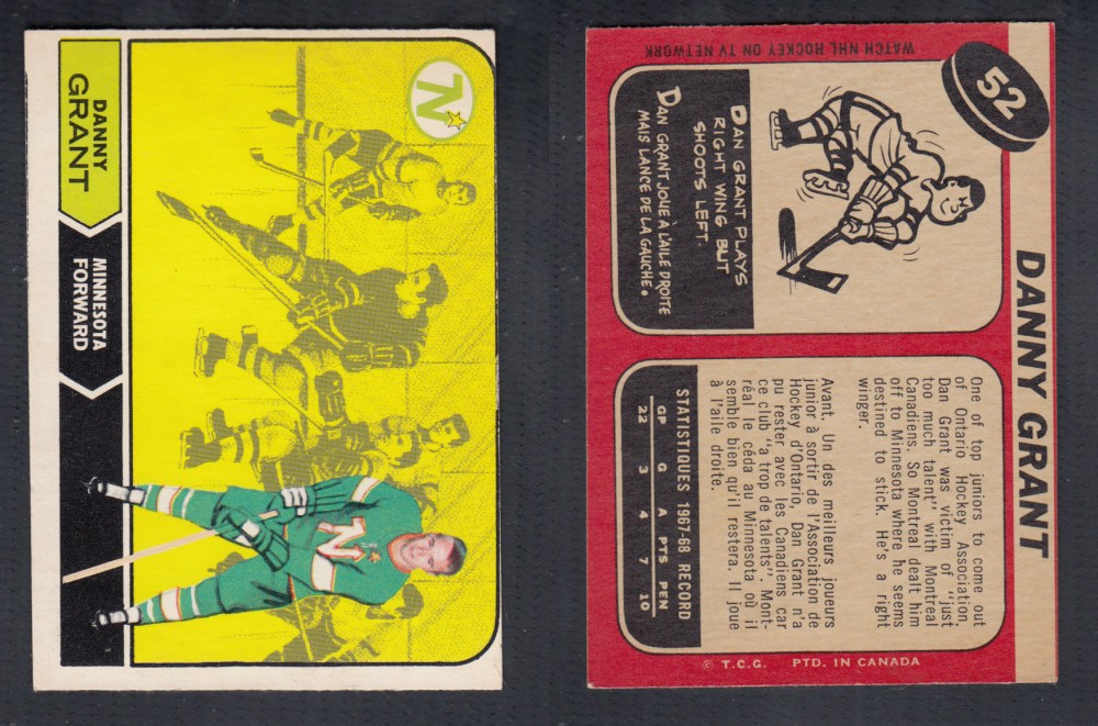 1968-69 O-PEE-CHEE HOCKEY CARD #52 D. GRANT photo 1968-69 O-PEE-CHEE HOCKEY CARD #52 D. GRANT photo