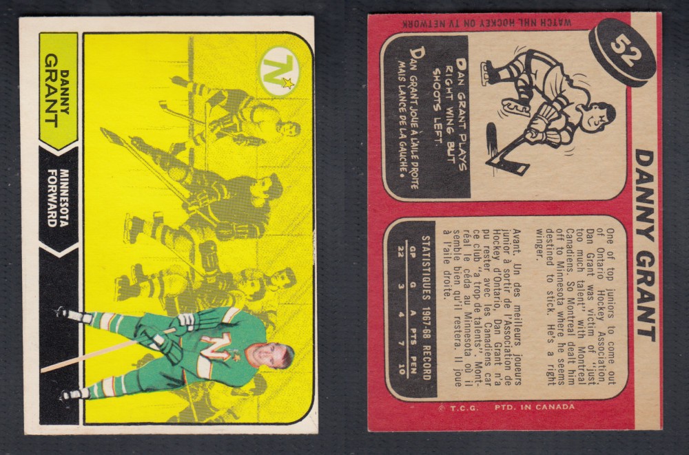 1968-69 O-PEE-CHEE HOCKEY CARD #52 D. GRANT photo 1968-69 O-PEE-CHEE HOCKEY CARD #52 D. GRANT photo