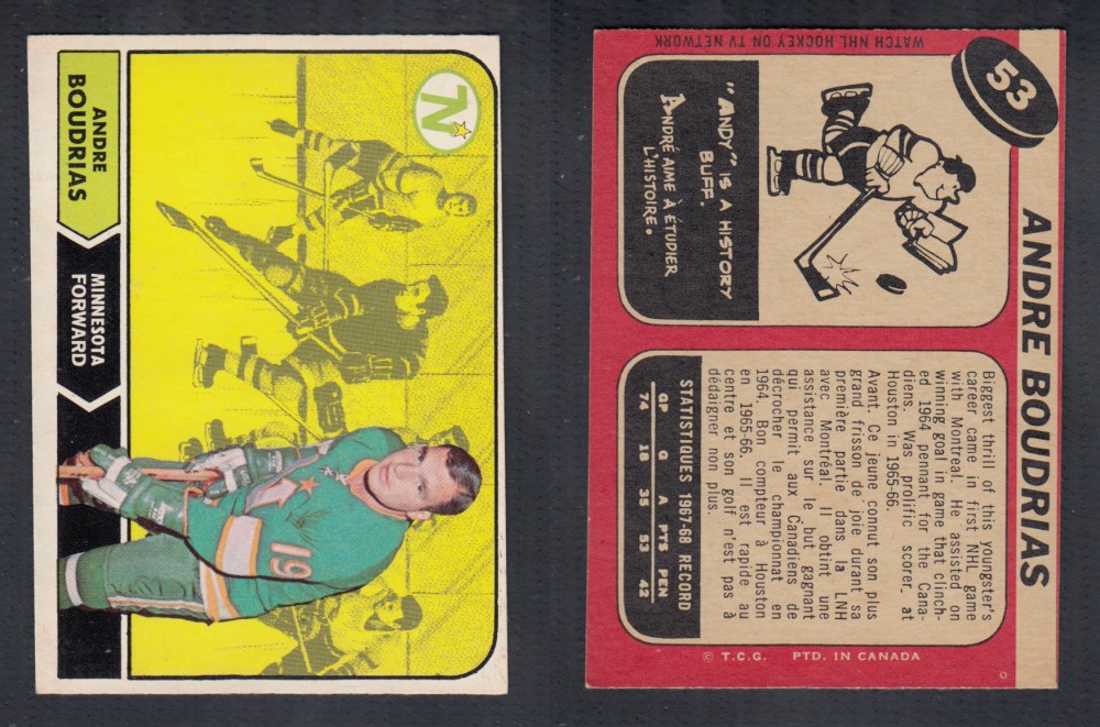 1968-69 O-PEE-CHEE HOCKEY CARD #53 A. BOUDRIAS photo 1968-69 O-PEE-CHEE HOCKEY CARD #53 A. BOUDRIAS photo