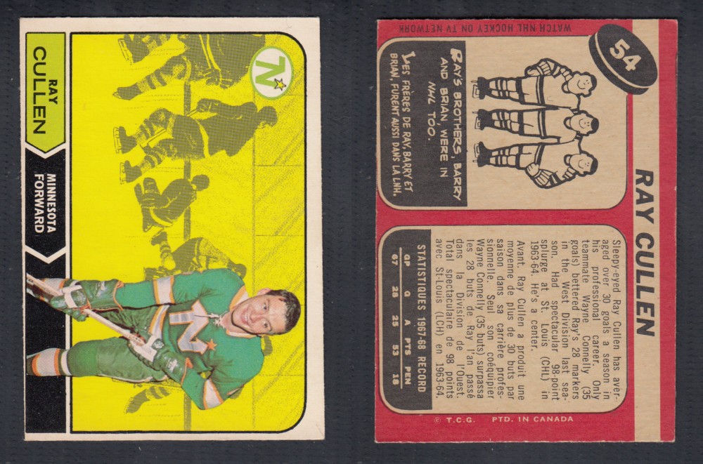 1968-69 O-PEE-CHEE HOCKEY CARD #54 R. CULLEN photo 1968-69 O-PEE-CHEE HOCKEY CARD #54 R. CULLEN photo