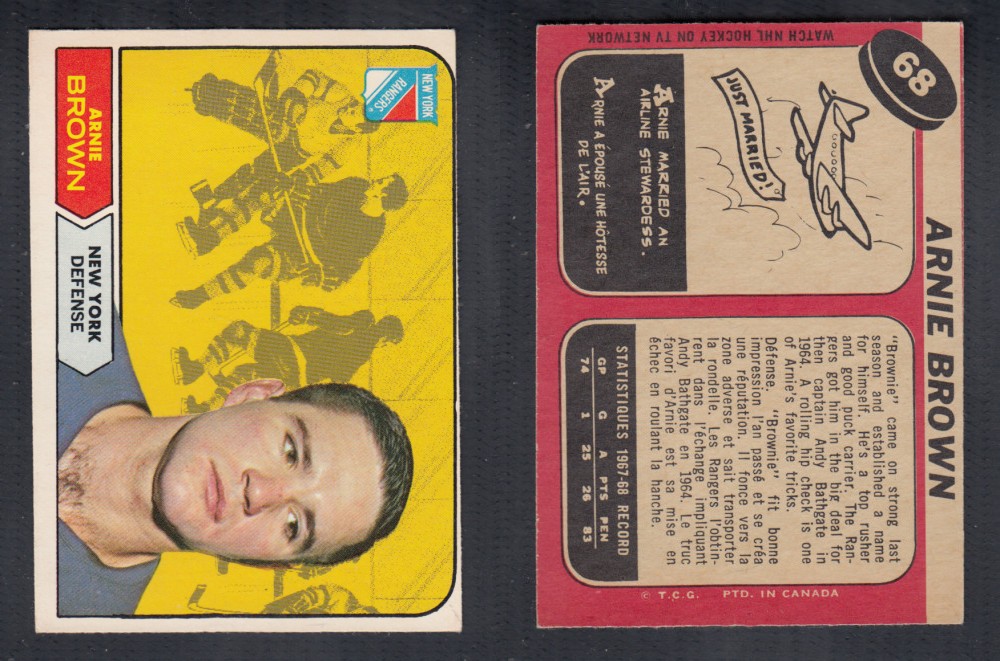 1968-69 O-PEE-CHEE HOCKEY CARD #68 A. BROWN photo 1968-69 O-PEE-CHEE HOCKEY CARD #68 A. BROWN photo
