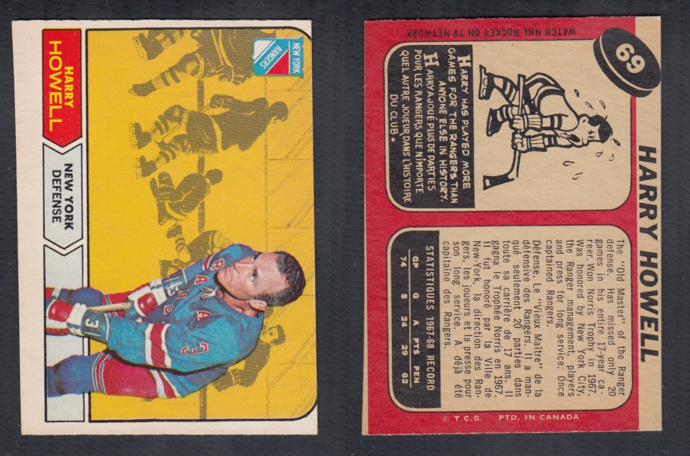1968-69 O-PEE-CHEE HOCKEY CARD #69 H. HOWELL photo 1968-69 O-PEE-CHEE HOCKEY CARD #69 H. HOWELL photo