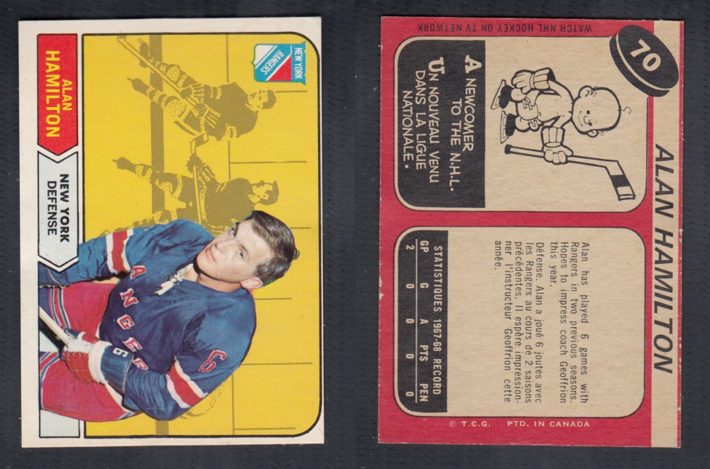 1968-69 O-PEE-CHEE HOCKEY CARD #70 A. HAMILTON photo 1968-69 O-PEE-CHEE HOCKEY CARD #70 A. HAMILTON photo