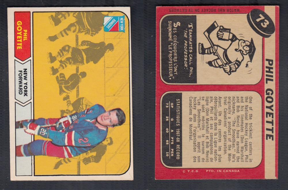 1968-69 O-PEE-CHEE HOCKEY CARD #73 P. GOYETTE photo 1968-69 O-PEE-CHEE HOCKEY CARD #73 P. GOYETTE photo