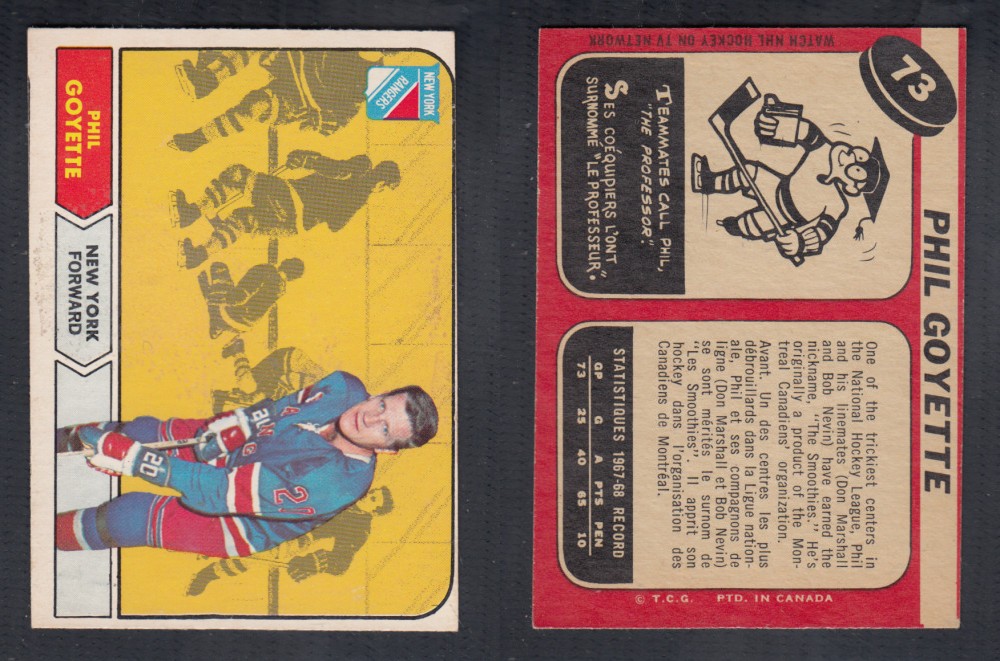 1968-69 O-PEE-CHEE HOCKEY CARD #73 P. GOYETTE photo 1968-69 O-PEE-CHEE HOCKEY CARD #73 P. GOYETTE photo