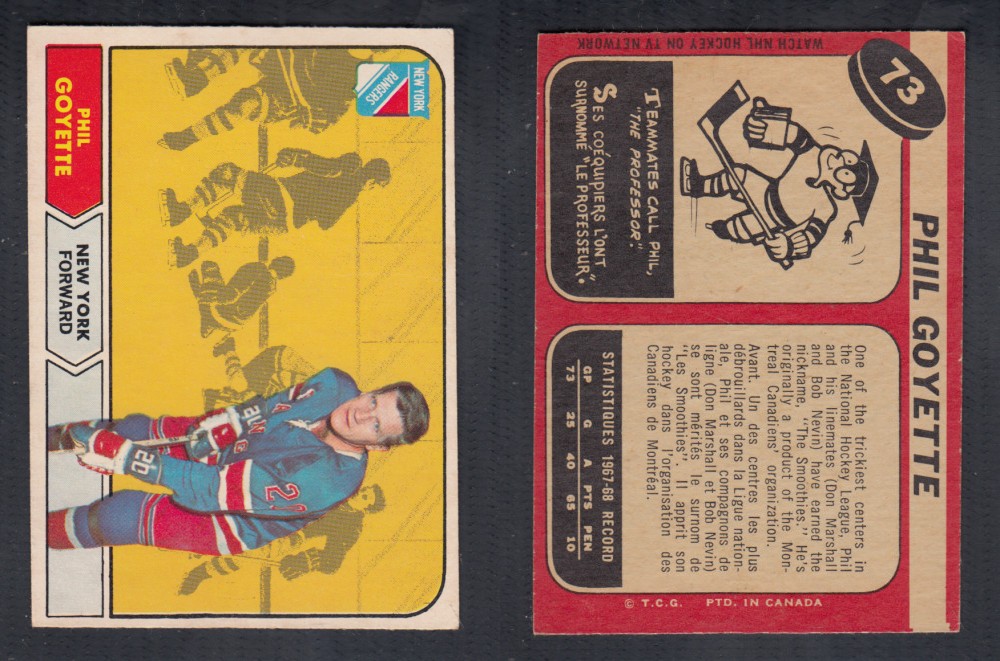 1968-69 O-PEE-CHEE HOCKEY CARD #73 P. GOYETTE photo 1968-69 O-PEE-CHEE HOCKEY CARD #73 P. GOYETTE photo