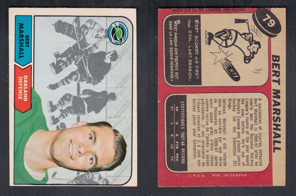 1968-69 O-PEE-CHEE HOCKEY CARD #79 B. MARSHALL photo 1968-69 O-PEE-CHEE HOCKEY CARD #79 B. MARSHALL photo