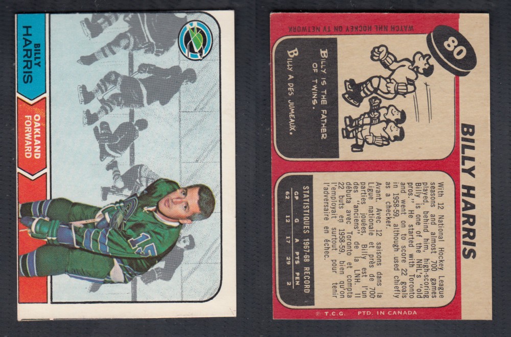 1968-69 O-PEE-CHEE HOCKEY CARD #80 B. HARRIS photo 1968-69 O-PEE-CHEE HOCKEY CARD #80 B. HARRIS photo