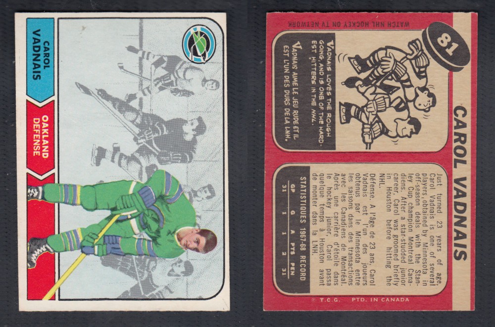 1968-69 O-PEE-CHEE HOCKEY CARD #81 C. VADNAIS photo 1968-69 O-PEE-CHEE HOCKEY CARD #81 C. VADNAIS photo