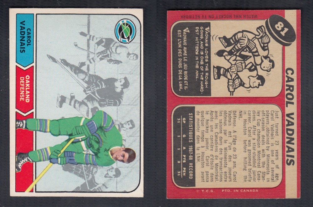 1968-69 O-PEE-CHEE HOCKEY CARD #81 C. VADNAIS photo 1968-69 O-PEE-CHEE HOCKEY CARD #81 C. VADNAIS photo