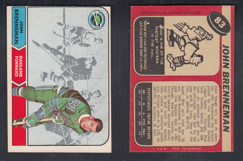 1968-69 O-PEE-CHEE HOCKEY CARD #83 J. BRENNEMAN photo 1968-69 O-PEE-CHEE HOCKEY CARD #83 J. BRENNEMAN photo