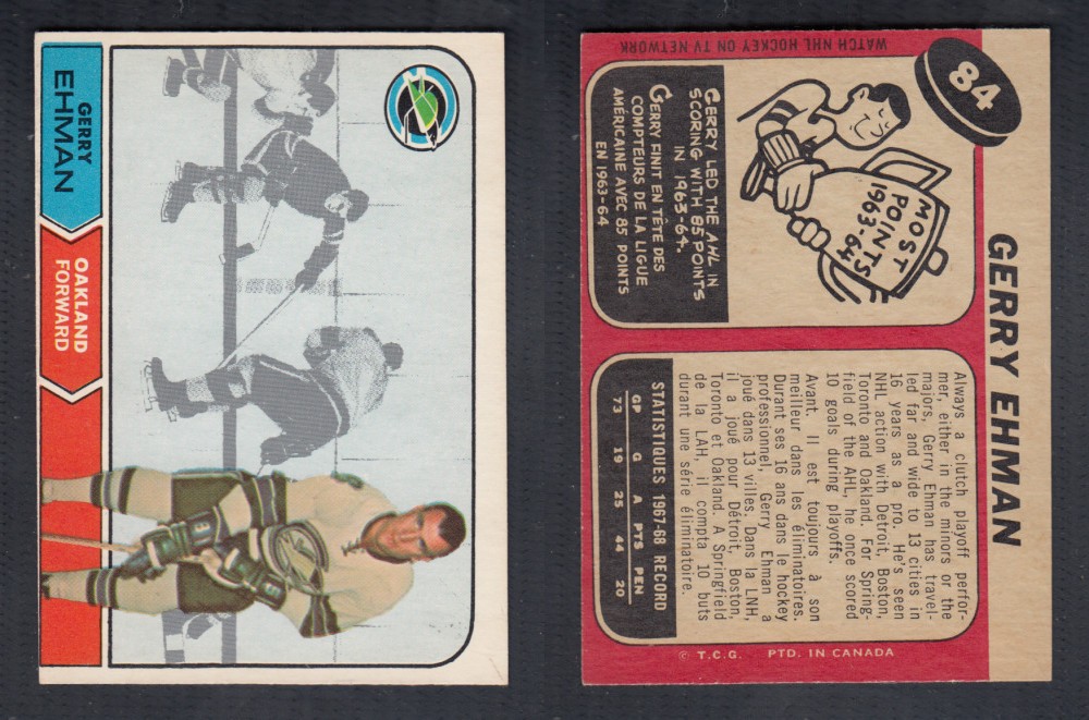 1968-69 O-PEE-CHEE HOCKEY CARD #84 G. EHMAN photo 1968-69 O-PEE-CHEE HOCKEY CARD #84 G. EHMAN photo