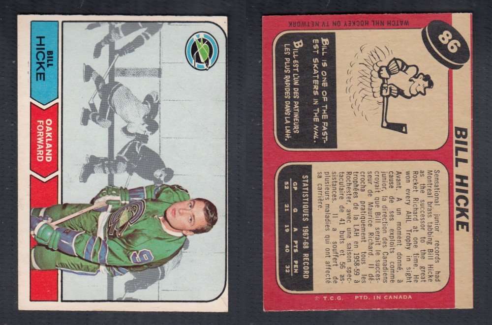 1968-69 O-PEE-CHEE HOCKEY CARD #86 B. HICKE photo 1968-69 O-PEE-CHEE HOCKEY CARD #86 B. HICKE photo