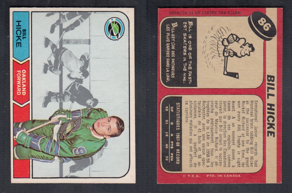 1968-69 O-PEE-CHEE HOCKEY CARD #86 B. HICKE photo 1968-69 O-PEE-CHEE HOCKEY CARD #86 B. HICKE photo
