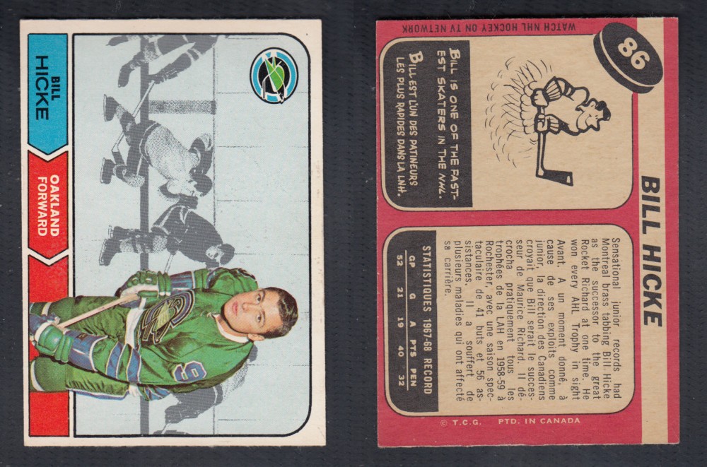 1968-69 O-PEE-CHEE HOCKEY CARD #86 B. HICKE photo 1968-69 O-PEE-CHEE HOCKEY CARD #86 B. HICKE photo