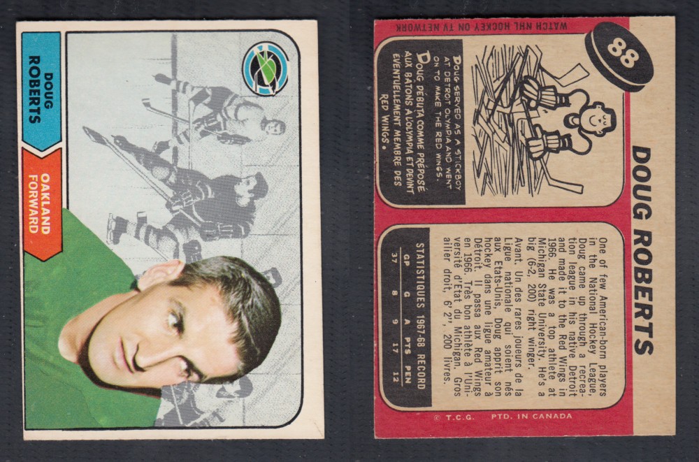 1968-69 O-PEE-CHEE HOCKEY CARD #88 D. ROBERTS photo 1968-69 O-PEE-CHEE HOCKEY CARD #88 D. ROBERTS photo
