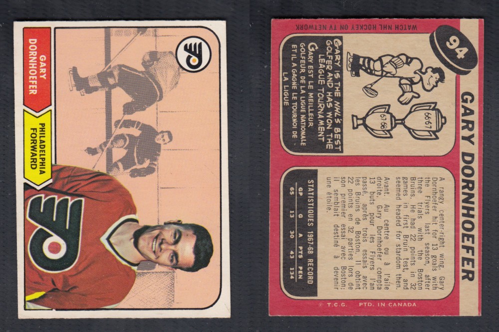 1968-69 O-PEE-CHEE HOCKEY CARD #94 G. DORNHOEFER photo 1968-69 O-PEE-CHEE HOCKEY CARD #94 G. DORNHOEFER photo