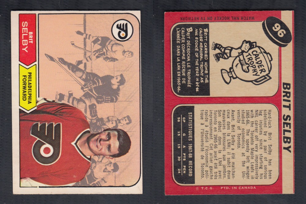 1968-69 O-PEE-CHEE HOCKEY CARD #96 B. SELBY photo 1968-69 O-PEE-CHEE HOCKEY CARD #96 B. SELBY photo