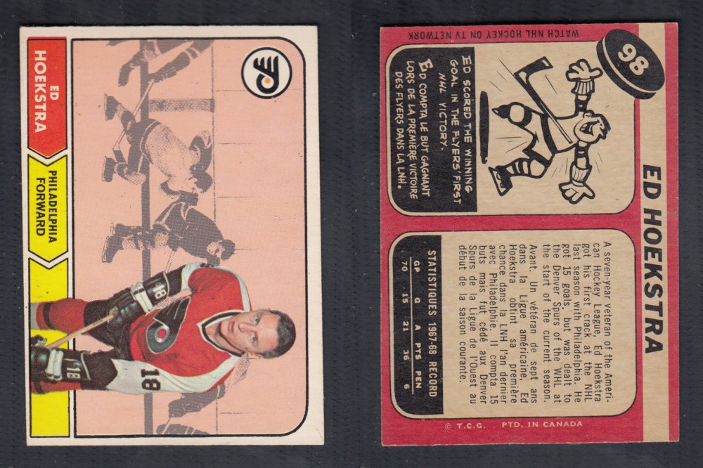 1968-69 O-PEE-CHEE HOCKEY CARD #98 E. HOEKSTRA photo 1968-69 O-PEE-CHEE HOCKEY CARD #98 E. HOEKSTRA photo