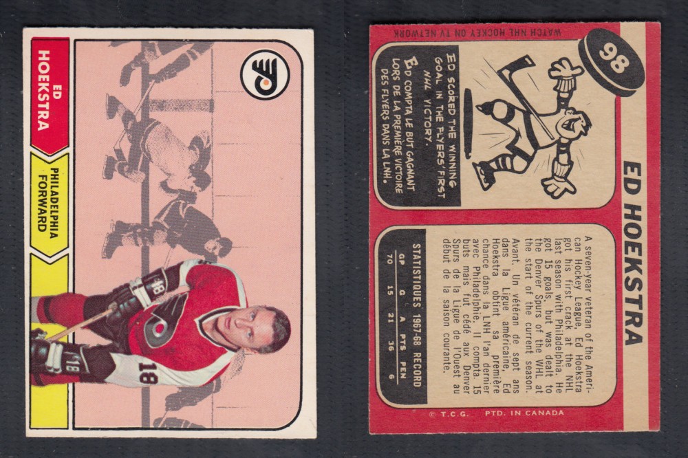 1968-69 O-PEE-CHEE HOCKEY CARD #98 E. HOEKSTRA photo 1968-69 O-PEE-CHEE HOCKEY CARD #98 E. HOEKSTRA photo