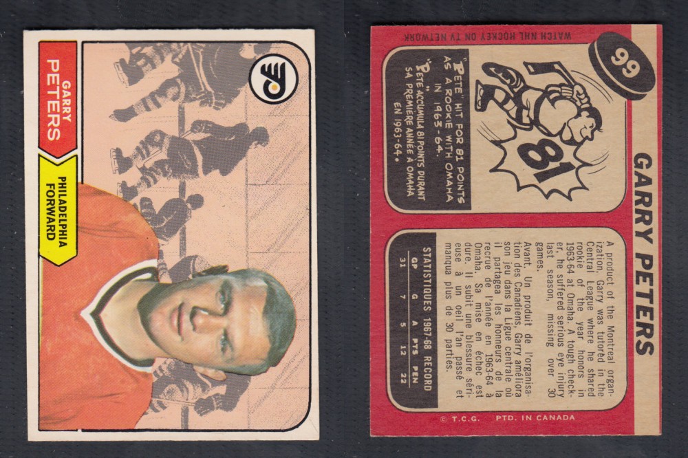 1968-69 O-PEE-CHEE HOCKEY CARD #99 G. PETERS photo 1968-69 O-PEE-CHEE HOCKEY CARD #99 G. PETERS photo
