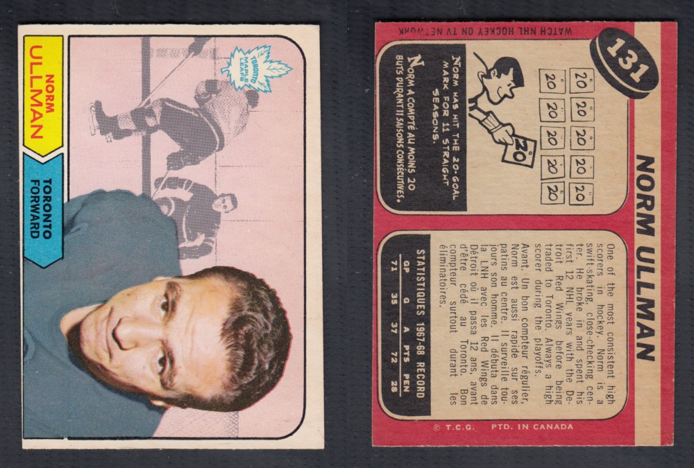 1968-69 O-PEE-CHEE HOCKEY CARD #131 N. ULLMAN photo 1968-69 O-PEE-CHEE HOCKEY CARD #131 N. ULLMAN photo