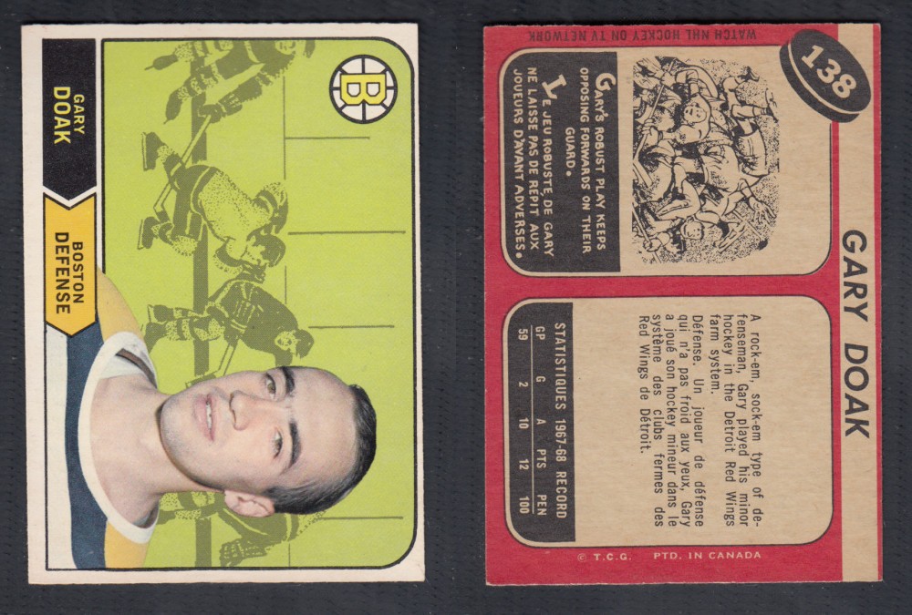 1968-69 O-PEE-CHEE HOCKEY CARD #138 G. DOAK photo 1968-69 O-PEE-CHEE HOCKEY CARD #138 G. DOAK photo