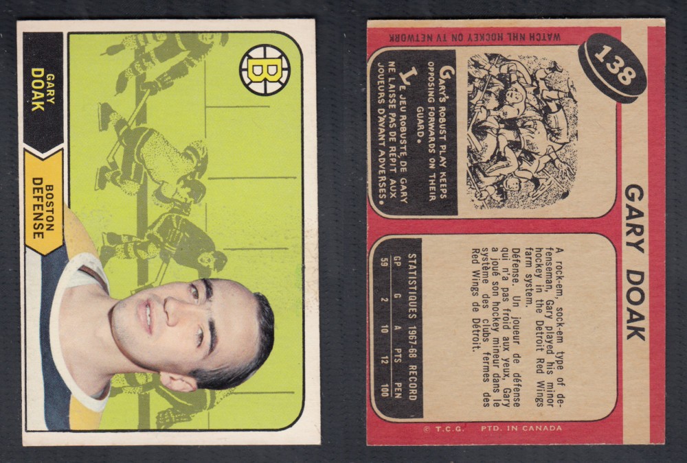 1968-69 O-PEE-CHEE HOCKEY CARD #138 G. DOAK photo 1968-69 O-PEE-CHEE HOCKEY CARD #138 G. DOAK photo
