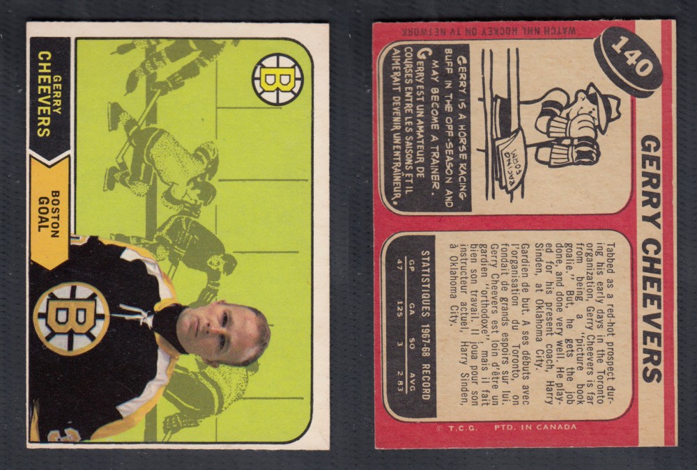 1968-69 O-PEE-CHEE HOCKEY CARD #140 G. CHEEVERS photo 1968-69 O-PEE-CHEE HOCKEY CARD #140 G. CHEEVERS photo