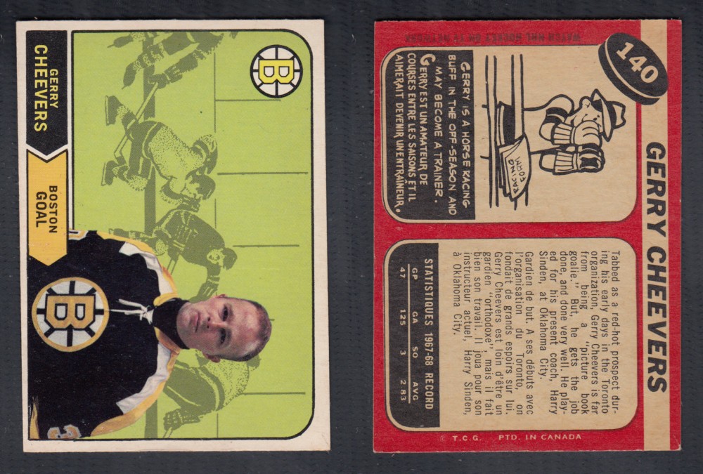 1968-69 O-PEE-CHEE HOCKEY CARD #140 G. CHEEVERS photo 1968-69 O-PEE-CHEE HOCKEY CARD #140 G. CHEEVERS photo