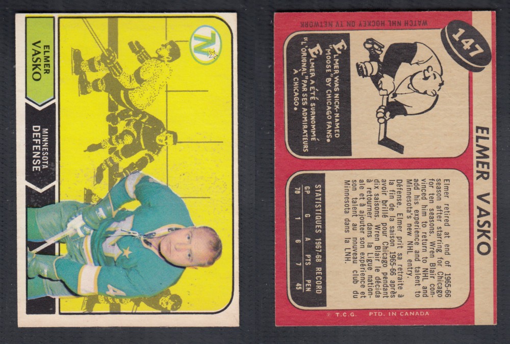 1968-69 O-PEE-CHEE HOCKEY CARD #147 E. VASKO photo 1968-69 O-PEE-CHEE HOCKEY CARD #147 E. VASKO photo