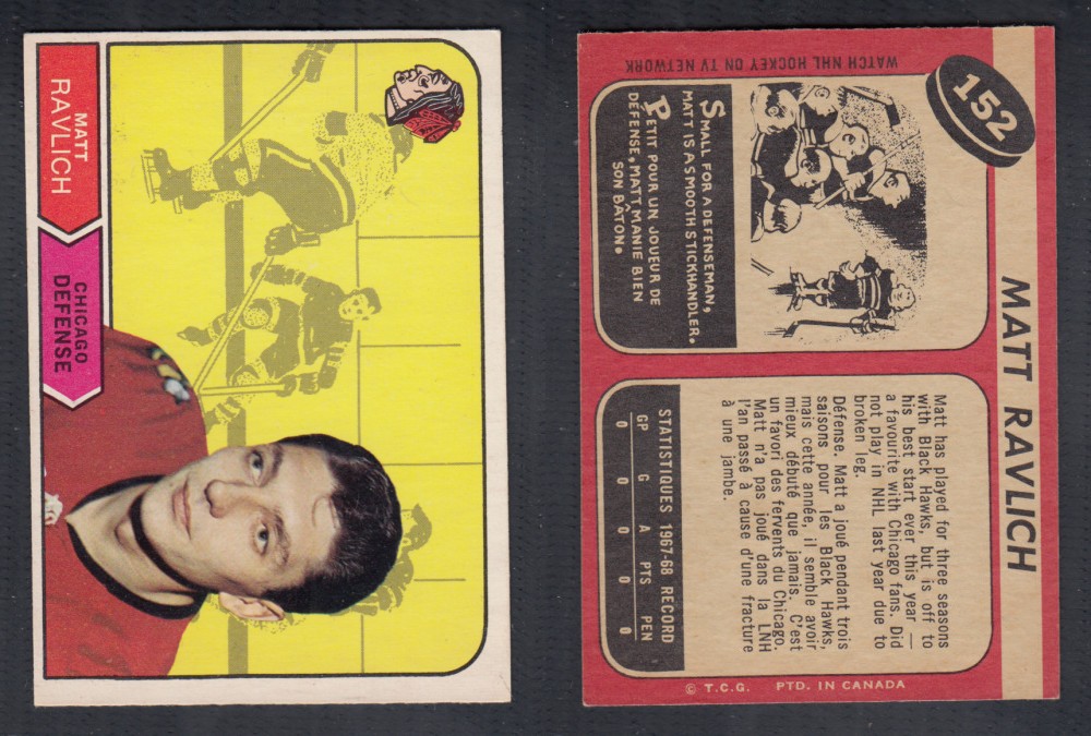1968-69 O-PEE-CHEE HOCKEY CARD #152 M. RAVLICH photo 1968-69 O-PEE-CHEE HOCKEY CARD #152 M. RAVLICH photo