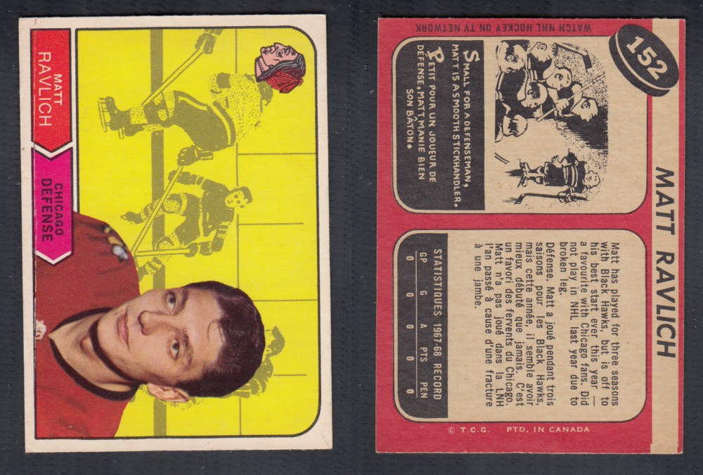 1968-69 O-PEE-CHEE HOCKEY CARD #152 M. RAVLICH photo 1968-69 O-PEE-CHEE HOCKEY CARD #152 M. RAVLICH photo