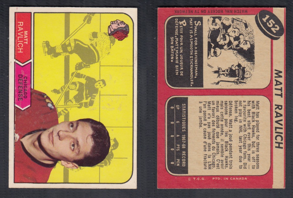 1968-69 O-PEE-CHEE HOCKEY CARD #152 M. RAVLICH photo 1968-69 O-PEE-CHEE HOCKEY CARD #152 M. RAVLICH photo