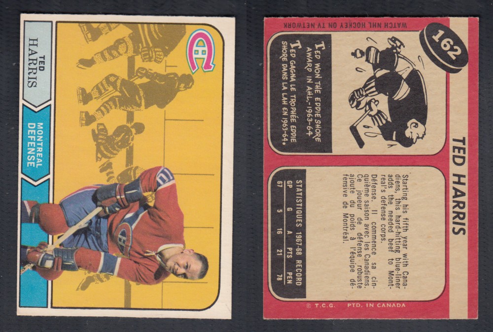 1968-69 O-PEE-CHEE HOCKEY CARD #162 T. HARRIS photo 1968-69 O-PEE-CHEE HOCKEY CARD #162 T. HARRIS photo